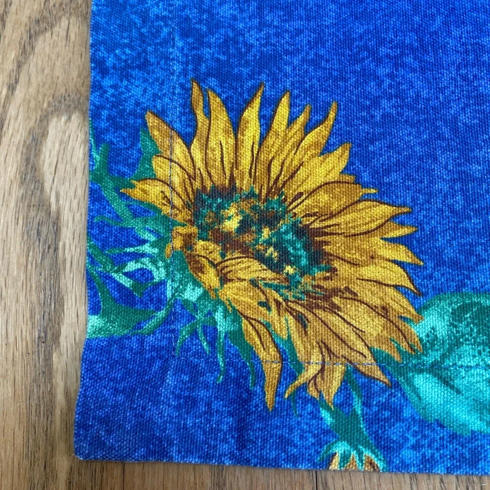 SUR LA TABLE Placemats Blue With Sunflowers Cotton Set Of 4 Made In Italy